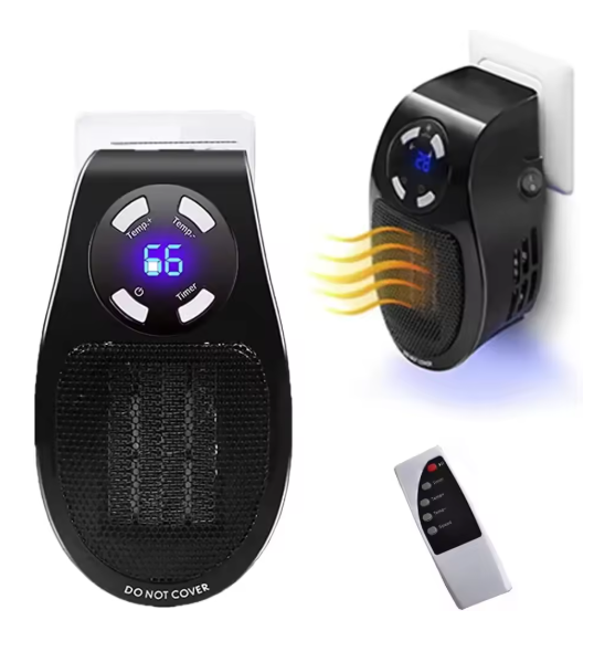 Mini Wall-mounted Heater Black Remote Control