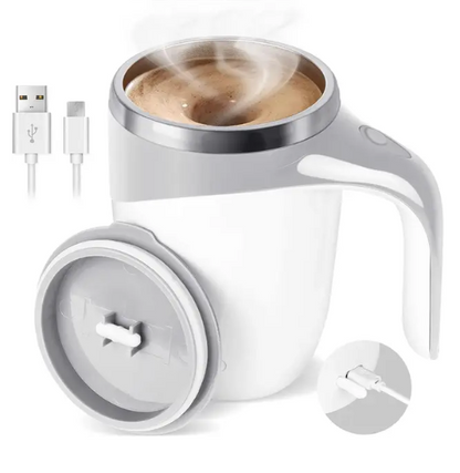 Self Stirring Coffee Mug Rechargeable Coffee White