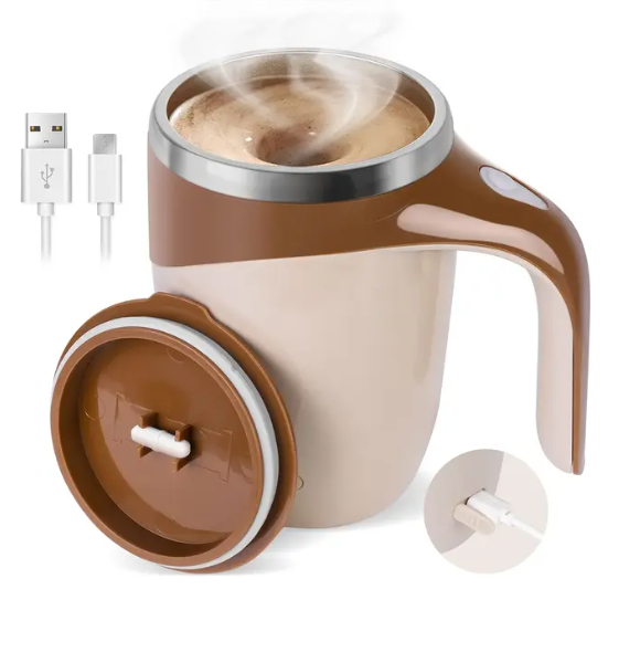 Self Stirring Coffee Mug Rechargeable Coffee Brown