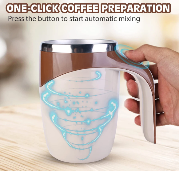 Self Stirring Coffee Mug One Click Coffee Preparation